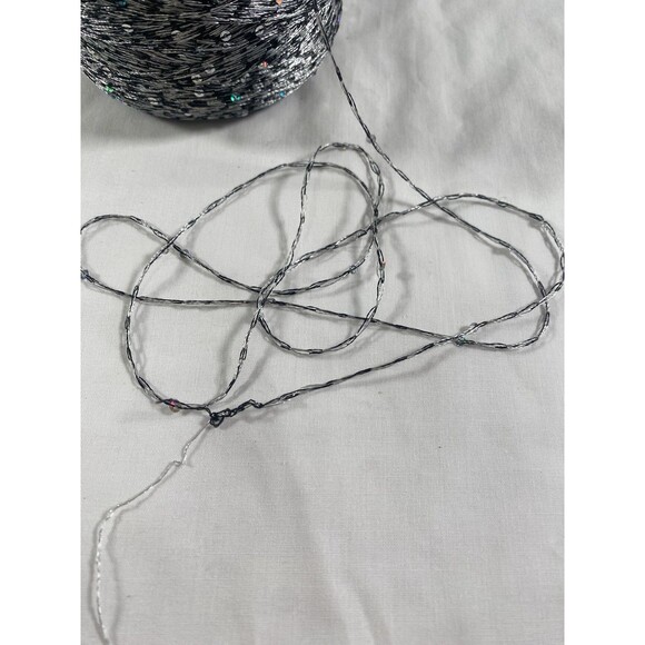 Fancy Cone Yarn White Black Rainbow Sequin Thread Clothes Needlework 480g #382 - Picture 4 of 5
